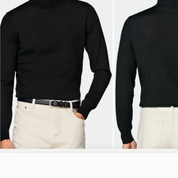 Flawed Suitsupply 100% Merino Wool Classic Black Turtleneck Sweater - Picture 1 of 14